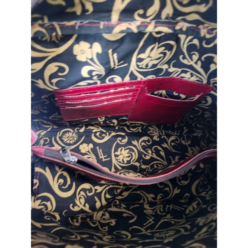 LABRADO LEATHER Satchel Red and Dark Brown - Picture 11 of 13